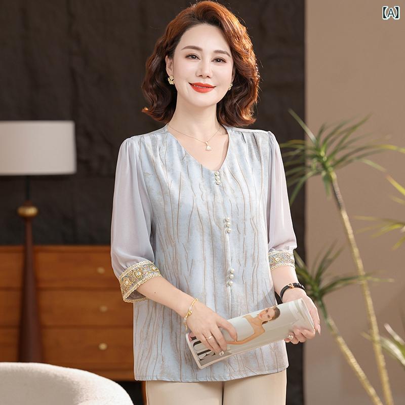 レディース ファッション おしゃれ 春夏 秋　冬 大人 上品 高級 マダム ミス ミセス プレゼント ママ　夏　シフォン　半袖　T　シャツ　スーツ　小さい　シャツ　　スタイル　西洋　女性　ツーピース　スーツ　