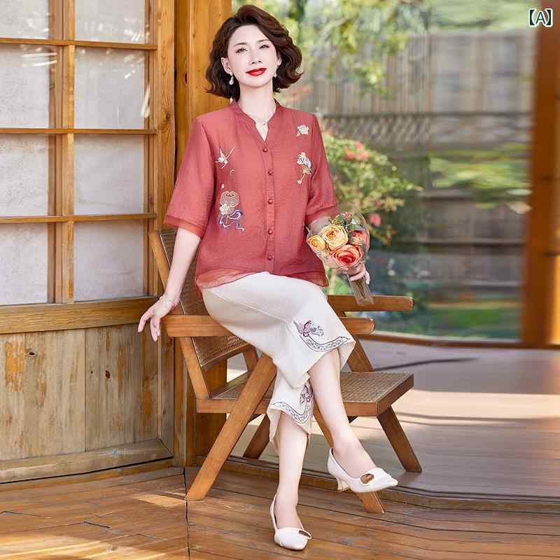 Rakuten - レディース ファッション おしゃれ 春夏 秋　冬 大人 上品 高級 マダム ミス ミセス プレゼント ママ　夏　スーツ　おしゃれ　女性　夏　　半袖　パンツ　ツーピース　スーツ