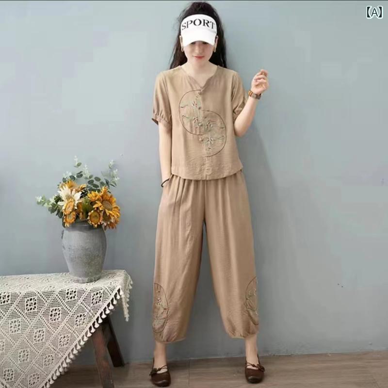 Rakuten - レディース ファッション おしゃれ 春夏 秋　冬 大人 上品 高級 マダム ミス ミセス プレゼント テンセル　コットンリネン　スーツ　エスニック　お　カバー　細く　　ドレス　レディース用　ゆったり　カジュアル　ツーピース　スーツ