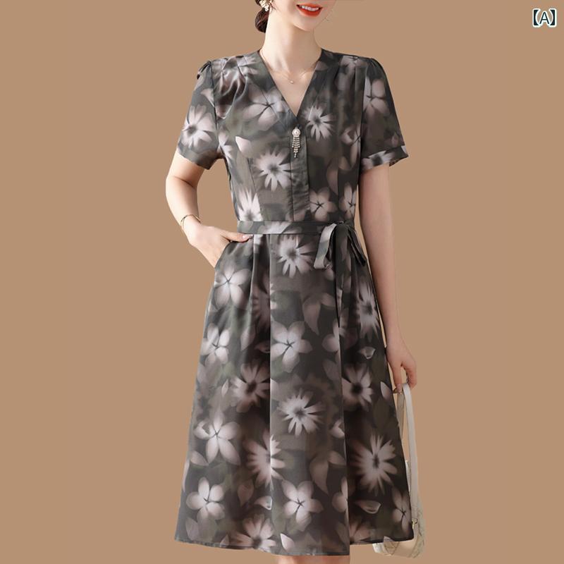 レディース ファッション おしゃれ 春夏 秋　冬 大人 上品 高級 マダム ミス ミセス プレゼント 夏　ファッション　ドレス　女性　夏　半袖　スカート