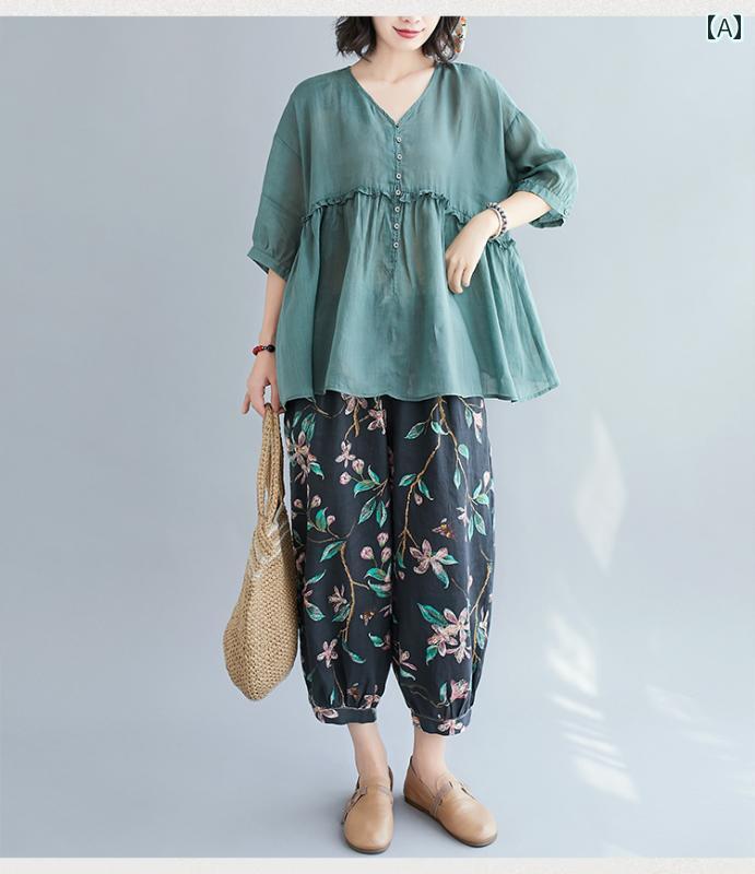 レディース ファッション おしゃれ 春夏 秋　冬 大人 上品 高級 マダム ミス ミセス プレゼント お母さん　夏　スーツ　　半袖　トップス　女性　パンツ　大きいサイズ　綿　麻　ツーピース　スーツ