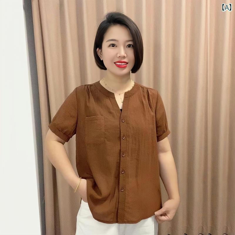 レディース ファッション おしゃれ 春夏 秋　冬 大人 上品 高級 マダム ミス ミセス プレゼント 女性　シャツお母さん半袖　夏服　　ファッション　小さい　シャツ　ゆったり　スリムトップス