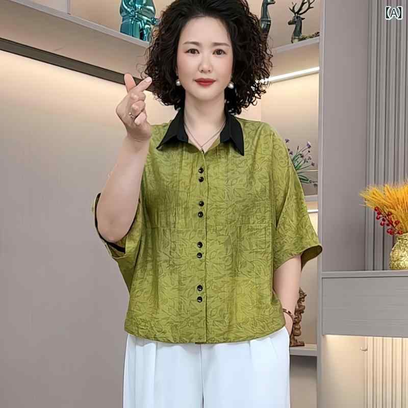 レディース ファッション おしゃれ 春夏 秋　冬 大人 上品 高級 マダム ミス ミセス プレゼント 女性　シャツ半袖　夏服　新型　小さい　シャツ　ゆったり　大きいサイズ　スリムトップス