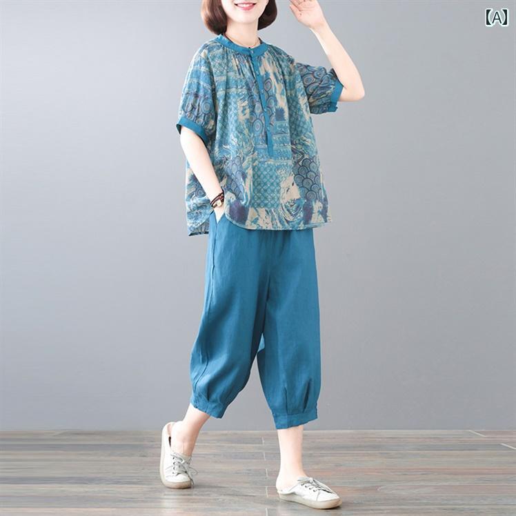 レディース ファッション おしゃれ 春夏 秋　冬 大人 上品 高級 マダム ミス ミセス プレゼント ママ　服　夏　婦人服　リネン　半袖　トップス　綿　麻　ツーピース　スーツ　おしゃれ