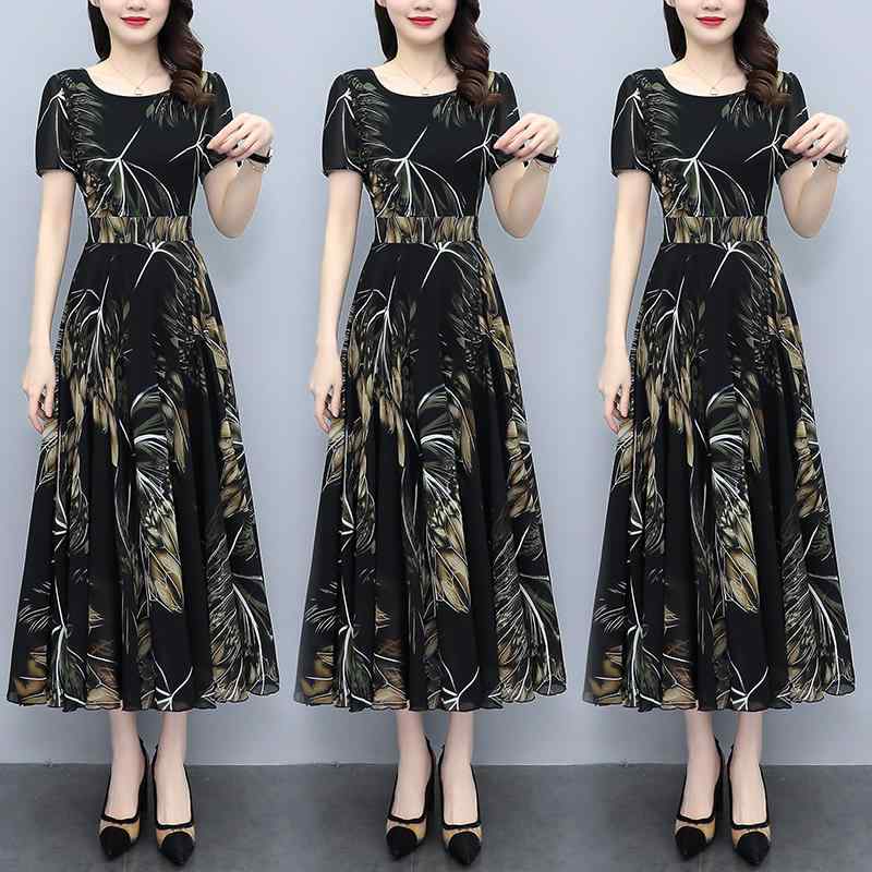 レディース ファッション おしゃれ 春夏 秋　冬 大人 上品 高級 マダム ミス ミセス プレゼント 夏　ファッション　プリント　ドレス　ウエスト　細い　クール　ドレス　女性