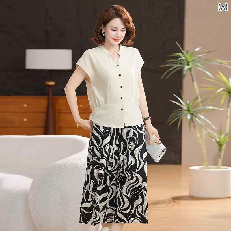 レディース ファッション おしゃれ 春夏 秋 冬 大人 上品 高級 マダム ミス ミセス プレゼント 若々しい夏 ファッション スーツ 女性 半袖 トップス パンツ スタイリッシュ ツーピース スーツ