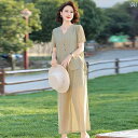 レディース ファッション おしゃれ 春夏 秋 冬 大人 上品 高級 マダム ミス ミセス プレゼント 女性 夏 綿 麻 トップス ツーピース スーツ 新型 母 夏 ゆったり 大きいサイズ スーツ
