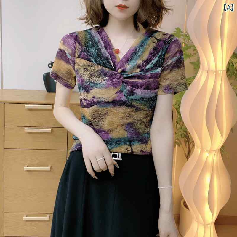 レディース ファッション おしゃれ 春夏 秋　冬 大人 上品 高級 マダム ミス ミセス プレゼント Vネック冷感　メッシュ　半袖　T　シャツ　女性用　夏　ファッション　半袖　レイヤリング　シャツ　シック　トップス