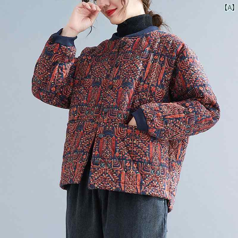 レディース ファッション おしゃれ 春夏 秋　冬 大人 上品 高級 マダム ミス ミセス プレゼント 女性　服　冬　ファッション　大きめ　サイズ　レトロ　カジュアル　キルティング　トップ