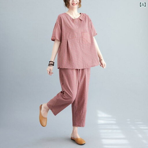 レディース ファッション おしゃれ 春夏 秋 冬 大人 上品 高級 マダム ミス ミセス プレゼント ママ コットンリネン スーツ レディース 夏 カジュアル 大きいサイズ ゆったり チェック柄 半袖 トップス ツーピース スーツ レディース ファッション おしゃれ 春夏 秋 冬 大人 上品 高級 マダム ミス ミセス プレゼント ママ コットンリネン スーツ レディース 夏 カジュアル 大きいサイズ ゆったり チェック柄 半袖 トップス ツーピース スーツ