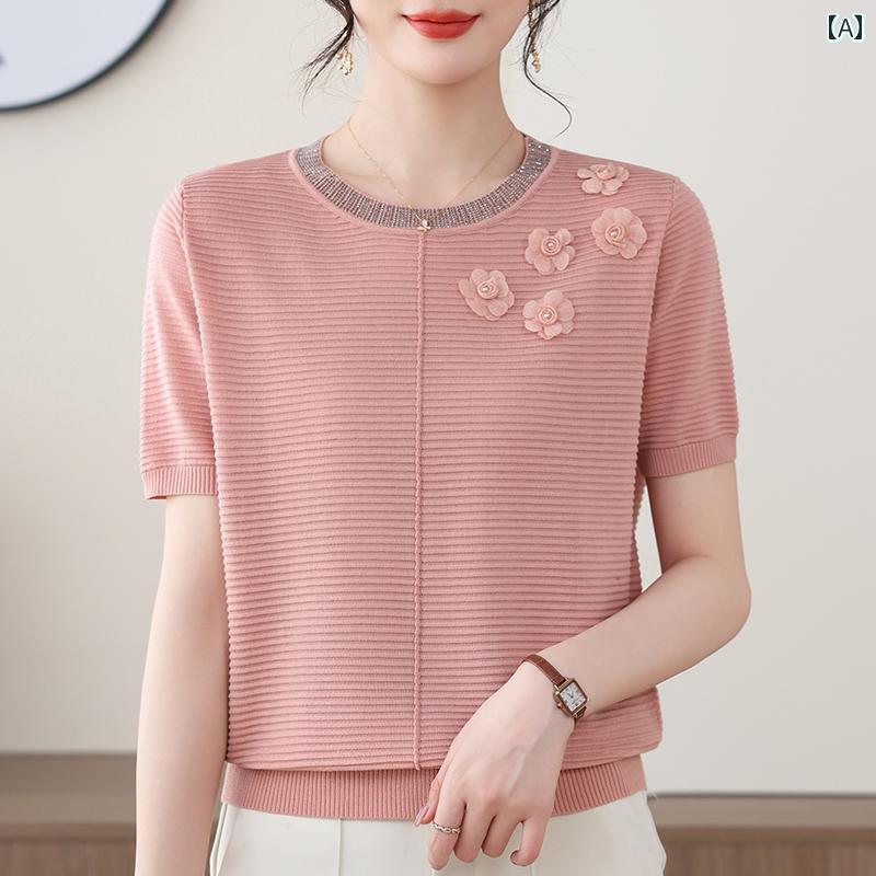 Other - レディース ファッション おしゃれ 春夏 秋　冬 大人 上品 高級 マダム ミス ミセス プレゼント 洋風　母　夏服　冷感　ブラウス　夏　半袖　トップス　女性　母　日　T　シャツ