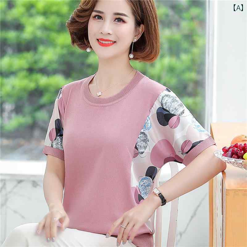 レディース ファッション おしゃれ 春夏 秋　冬 大人 上品 高級 マダム ミス ミセス プレゼント 西洋　スタイル　ママ　夏　冷感　半袖　トップス　　女性　夏　半袖　T　シャツ