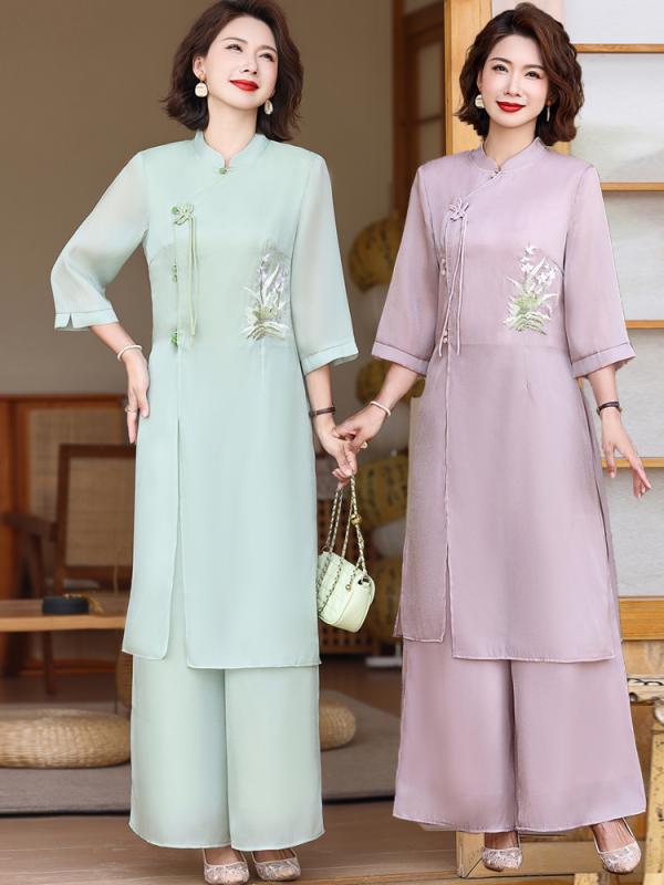 Rakuten - レディース ファッション おしゃれ 春夏 秋 冬 大人 上品 高級 マダム ミス ミセス プレゼント ママ 夏 ファッション スーツ 女性 民族風 シフォン トップ パンツ スカート ツーピース スーツ