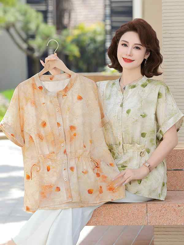 其它 - レディース ファッション おしゃれ 春夏 秋冬 大人 上品 高級 マダム ミス ミセス プレゼント 母 日 ママ 夏服 半袖 カーディガン トップス 小さい シャツ 老女性 ファッション 花 シンプル パンツ セット
