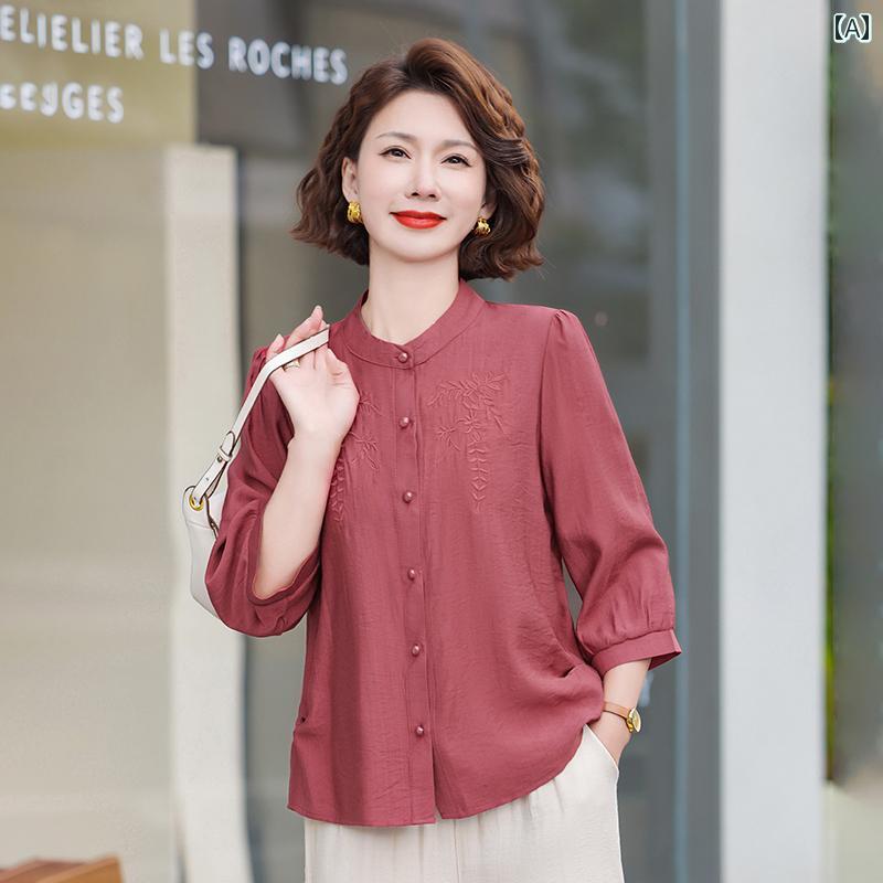 レディース ファッション おしゃれ 春夏 秋冬 大人 上品 高級 マダム ミス ミセス プレゼント 夏 七分袖 シャツ スーツ 女性 夏 半袖 トップス ツーピース シンプル パンツ セット