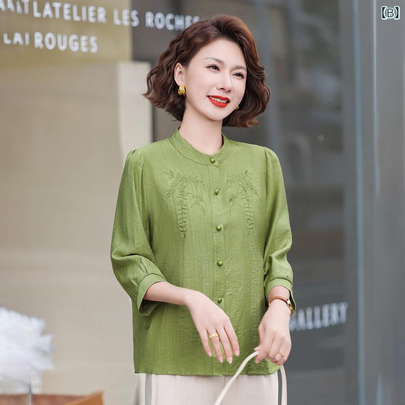 レディース ファッション おしゃれ 春夏 秋冬 大人 上品 高級 マダム ミス ミセス プレゼント 夏 七分袖 シャツ スーツ 女性 夏 半袖 トップス ツーピース シンプル パンツ セット