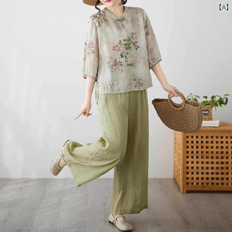 樂天商城 - レディース ファッション おしゃれ 春夏 秋冬 大人 上品 高級 マダム ミス ミセス プレゼント 母 夏 綿麻 スーツ 女性 大きいサイズ ゆったり カジュアル 七分袖 ツーピース スーツ