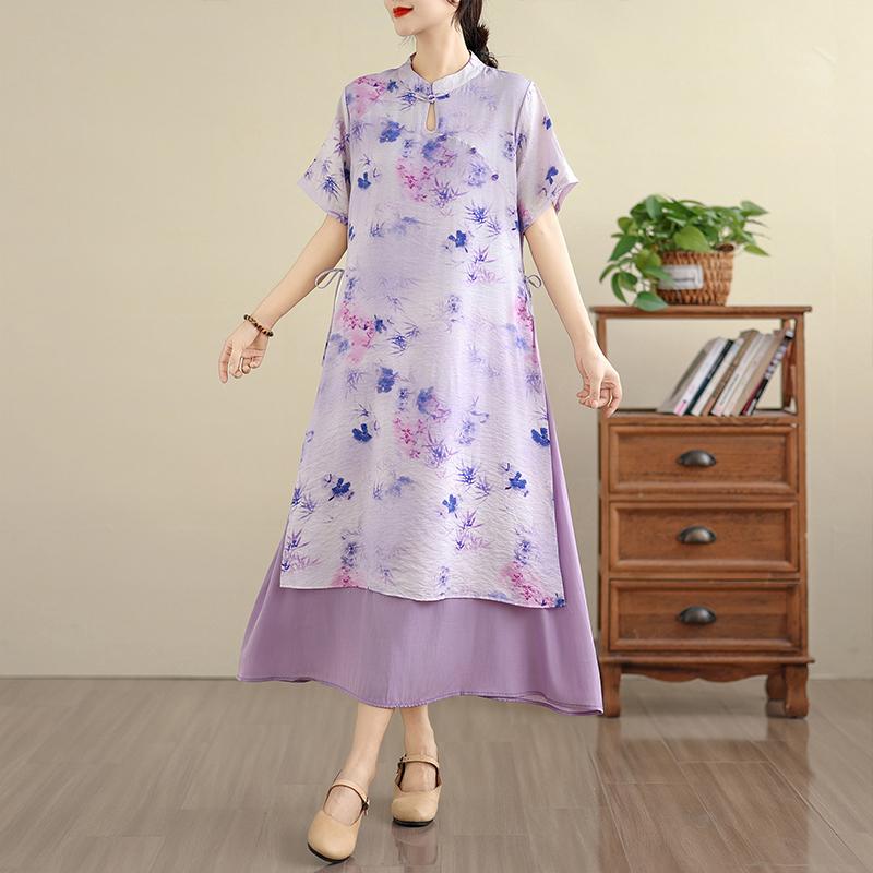 レディース ファッション おしゃれ 春夏 秋冬 大人 上品 高級 マダム ミス ミセス プレゼント ママ 夏服 レディース 大きいサイズ ワンピース トップス おしゃれ半袖 シャツ スカート ドレス シンプル ロング 花(4.0)