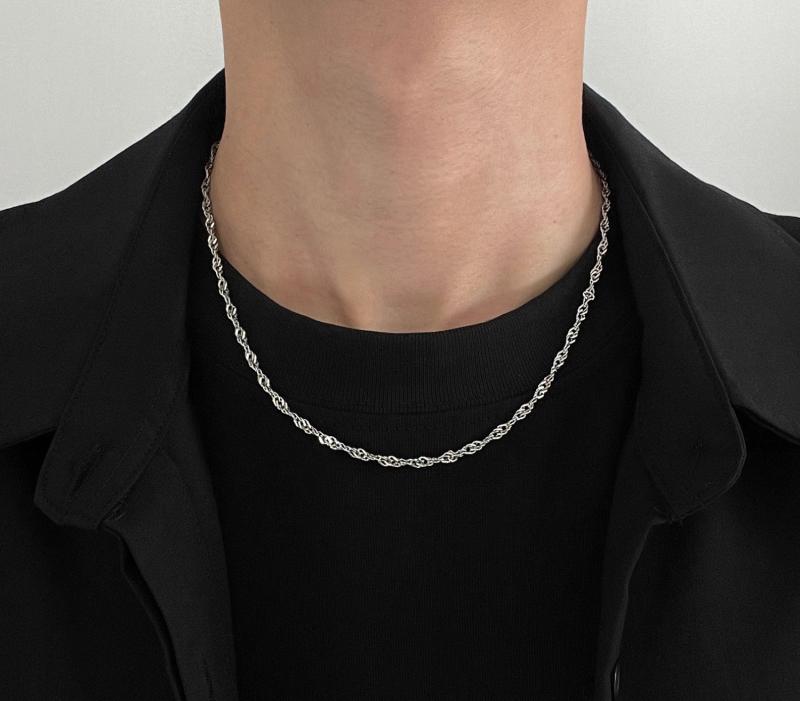 韓国 おすすめ 春夏 秋冬 メンズ 男性 ファッション かっこいい おしゃれ モテ アクセサリー ジュエリー チェーン ネックレス 高級 シンプル チタン