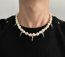 韓国 おすすめ 春夏 秋冬 メンズ 男性 ファッション かっこいい おしゃれ モテ アクセサリー ジュエリー ターコイズ ネックレス チェーン ビーズ ヒップホップ 個性的 レトロ 高級 チタン