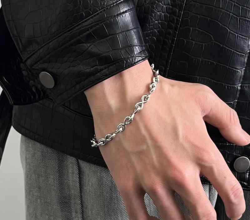 韓国 おすすめ 春夏 秋冬 メンズ 男性 ファッション かっこいい おしゃれ モテ アクセサリー ジュエリー ブレスレット チェーン クール シンプル チタン