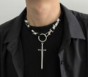 韓国 おすすめ 春夏 秋冬 メンズ 男性 ファッション かっこいい おしゃれ モテ アクセサリー ジュエリー ソーン ソード クロス ネックレス ヒップホップ Y 2 K シンプル 個性的 剣 合金 メッキ