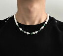 韓国 おすすめ 春夏 秋冬 メンズ 男性 ファッション かっこいい おしゃれ モテ アクセサリー ジュエリー パール ビーズ ネックレス ヒップホップ チェーン シンプル 個性的 高級 チタン