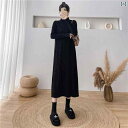 レディース ファッション 春夏 秋冬 オシャレ かわいい 韓国 コート ハイネックニットワンピース 膝 ミドルインナースカート ボトニング セーター スカート