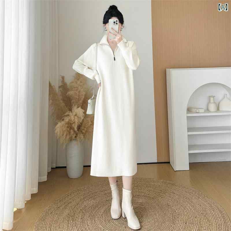 Other - レディース ファッション 春夏 秋　冬 オシャレ かわいい 韓国 女性用 ハーフ タートルネックニット ドレス 秋　冬 お姫様 スタイル 厚手 ハーフ ジッパー ボトム ミディアム 丈 スカート