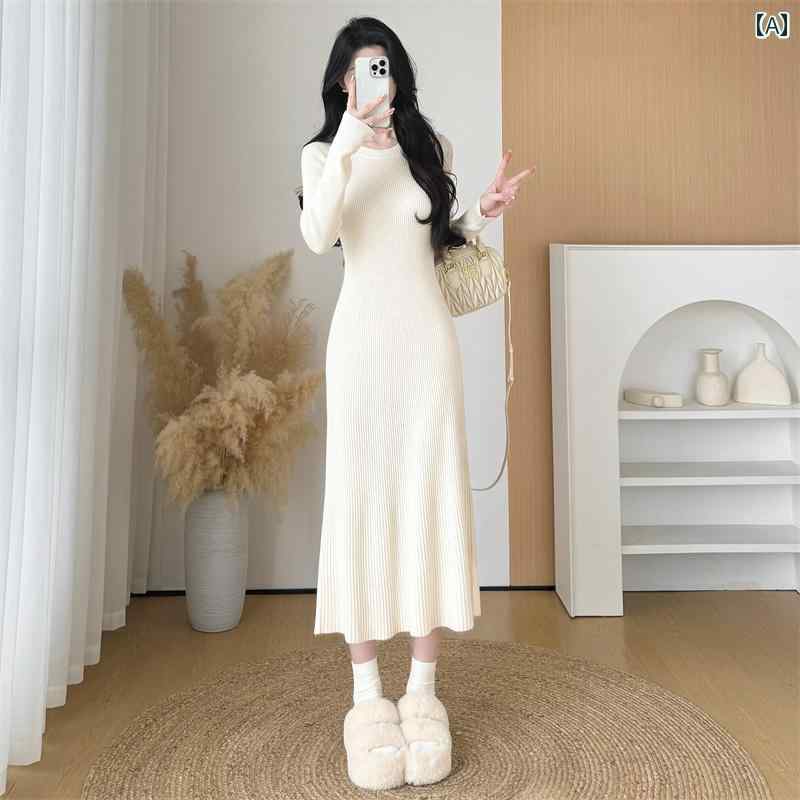 Rakuten - レディース ファッション 春夏 秋冬 オシャレ かわいい 韓国 フレンチ 高級長袖 ドレス 女性用 美 ウエストロングドレス