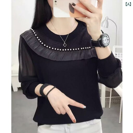 レディース ファッション 春夏 秋冬 オシャレ かわいい 韓国 ビーズイヤリングステッチニット セーター 春 秋 シフォンスリーブレイヤリング レディース ファッション 春夏 秋冬 オシャレ かわいい 韓国 ビーズイヤリングステッチニット セーター 春 秋 シフォンスリーブレイヤリング