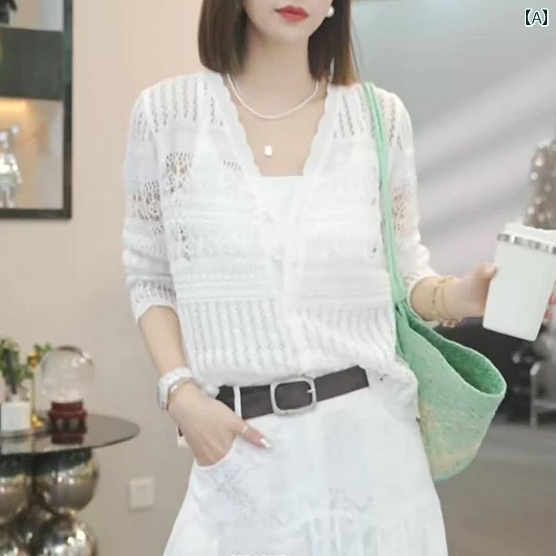レディース ファッション 春夏 秋冬 オシャレ かわいい 韓国 夏長袖 ニットカーディガン トップス スカート 薄手 ブラウス