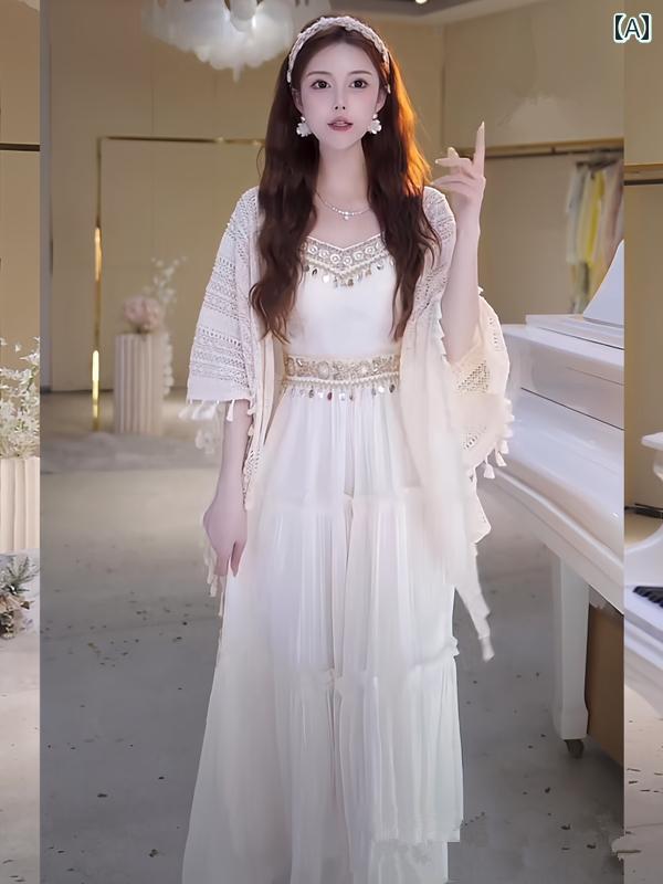 乐天商城 - レディース ファッション 春夏 秋冬 オシャレ かわいい 韓国 日焼 防止 カーディガン 薄手 ショールサスペンダースカートアウター 夏 ブラウスレースエアコン