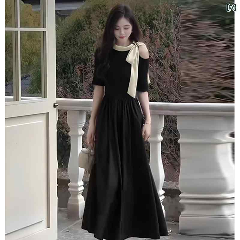 Rakuten - レディース ファッション 春夏 秋冬 オシャレ かわいい 韓国 お 黒 ドレス 高級 フレンチドレスロングスカート
