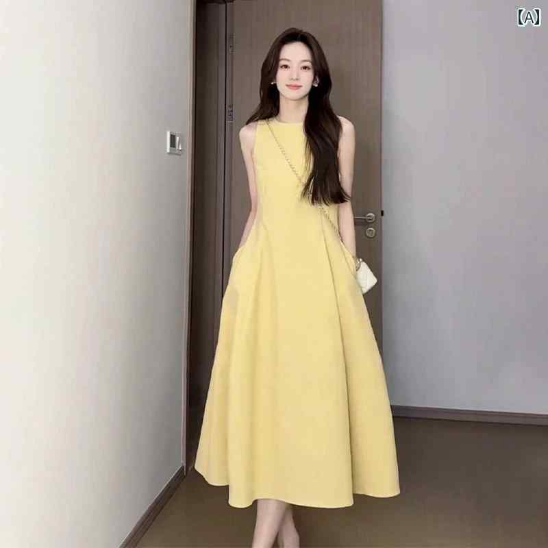 Rakuten - レディース ファッション 春夏 秋冬 オシャレ かわいい 韓国 ノースリーブベストドレス 夏 美 海辺休日 ロングドレス