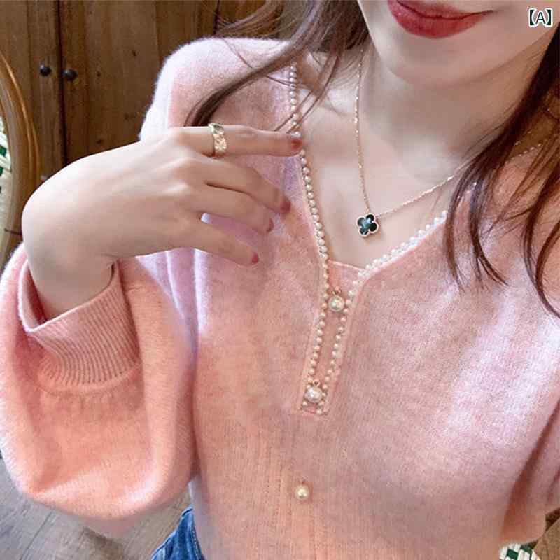 樂天商城 - レディース ファッション 春夏 秋冬 オシャレ かわいい 韓国 婦人服 スタイリッシュ ピンク レイヤリング セーター トップ