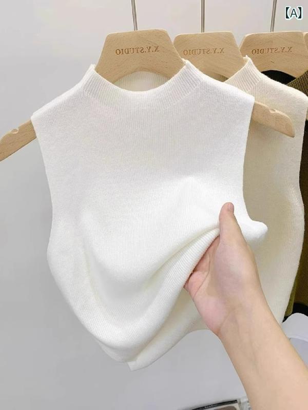 レディース ファッション 春夏 秋冬 オシャレ かわいい 韓国 ハーフタートルネックニットキャミソール ..