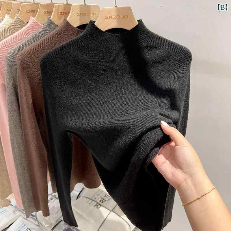 レディース ファッション 春夏 秋冬 オシャレ かわいい 韓国 ホワイトデザイアハーフタートルネックニット セーター トップス 春 インナースリム セーター レイヤリング