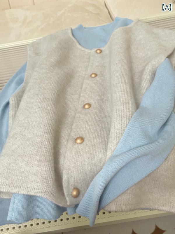 レディース ファッション 春夏 秋冬 オシャレ かわいい 韓国 ブルーハーフタートルネックレイヤリング 高伸縮性 インナーニット セーター トップス セーター ベスト ツーピーススーツ(4)