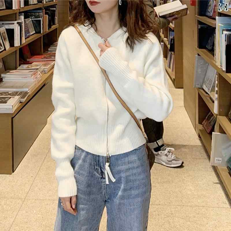 乐天商城 - レディース ファッション 春夏 秋冬 オシャレ かわいい 韓国 フード セーター ミルクシリーズ トップスニットカーディガン ジャケット セーター