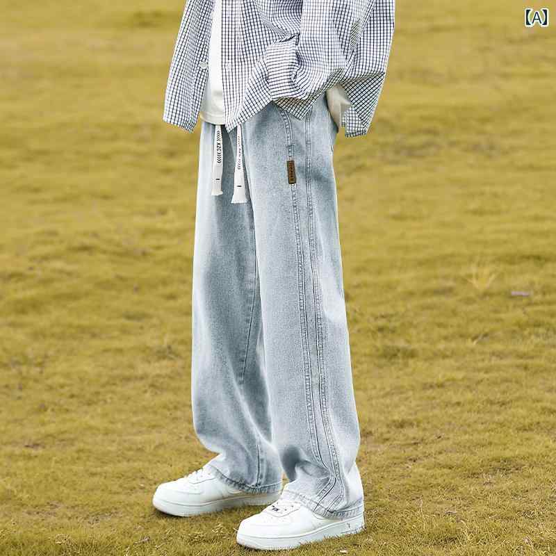 Rakuten - メンズ ファッション 春夏 秋冬 かっこいい オシャレ モテ 男性用 紳士服 服 韓国 シンプル 大人 メンズ ライトカラージーンズ 細身 ストレートワイドレッグアメリカンストリート パンツカジュアルパンツ