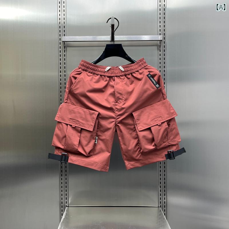 Short, Half Pants - メンズ ファッション 春夏 秋冬 かっこいい オシャレ モテ 男性用 紳士服 服 韓国 シンプル 大人 ポケットマルチカラーシルバーカラフルカップルショーツ アメリカン 機能 ワークショーツ