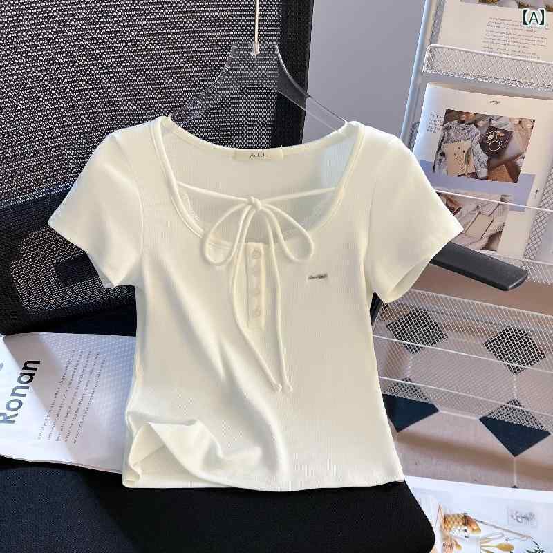 Other - レディース ファッション 春夏 秋冬 オシャレ かわいい 韓国 女性小 フレッシュレース 半袖T 夏小 スリムショートトップス