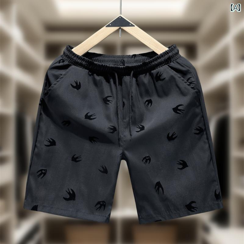 Pants - メンズ ファッション 春夏 秋冬 かっこいい オシャレ モテ 男性用 紳士服 服 韓国 シンプル 大人 ファッションフロッキングプリント 高級 ショートパンツメンズ レジャーメンズスリムビーチ パンツ