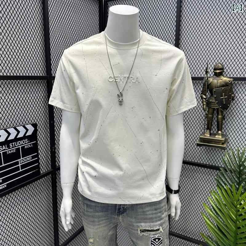 メンズ ファッション 春夏 秋冬 かっこいい オシャレ モテ 男性用 紳士服 服 韓国 シンプル 大人 ラウンドネックグラフィティハイエン..