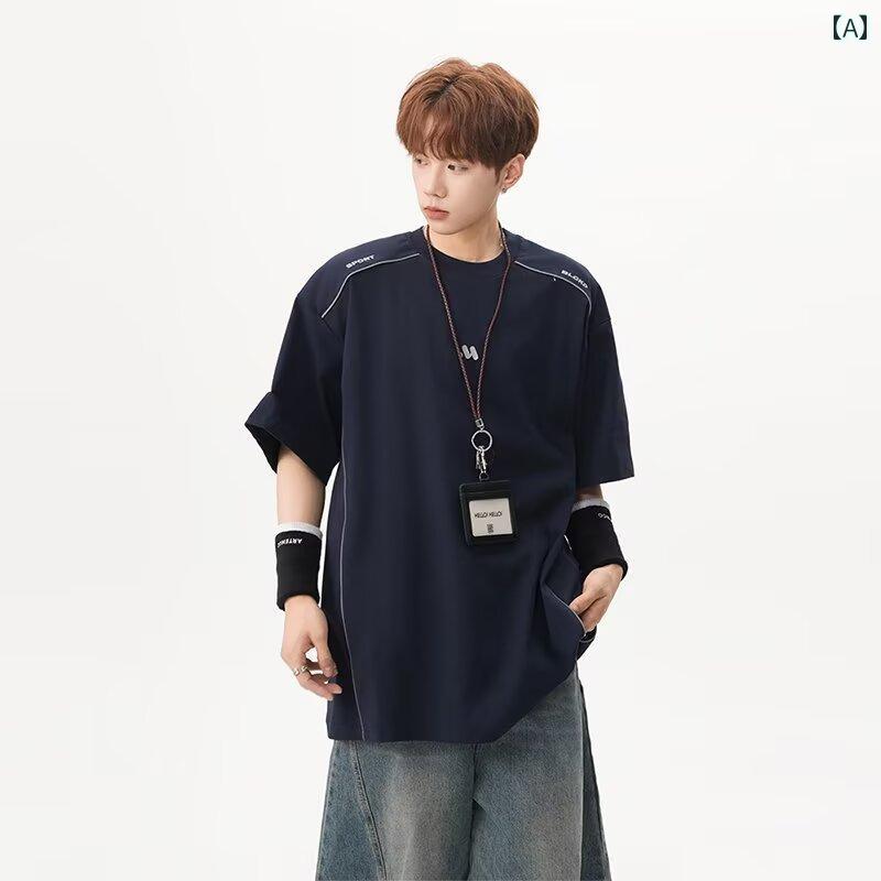 Shirts, T-Shirts - メンズ ファッション 春夏 秋冬 かっこいい オシャレ モテ 男性用 紳士服 服 韓国 シンプル 大人 アメリカン 半袖 T シャツメンズ クリーンフィットカジュアル 半袖 ティーンエイジャートップ