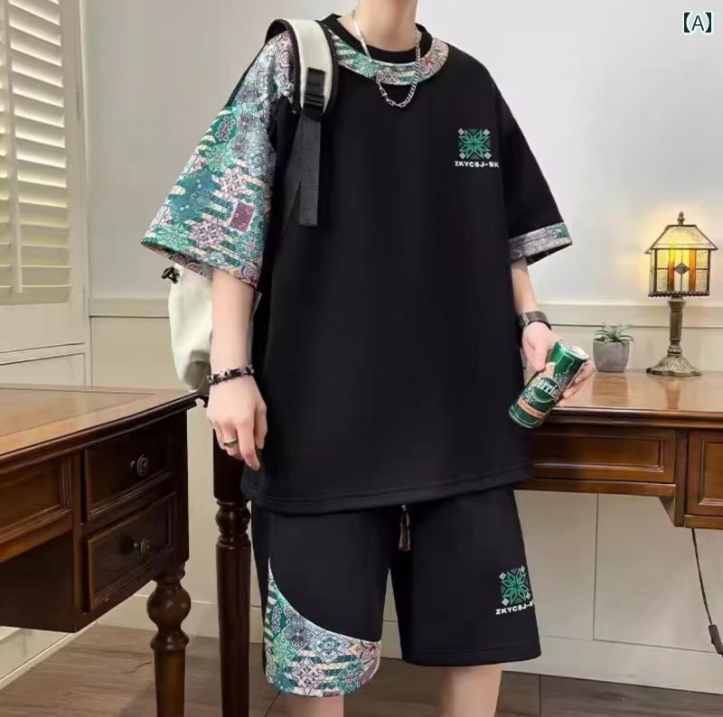 Rakuten - メンズ ファッション 春夏 秋冬 かっこいい オシャレ モテ 男性用 紳士服 服 韓国 シンプル 大人 サイズカジュアルスーツメンズ スポーツ 半袖 ショートパンツツーピーススーツ