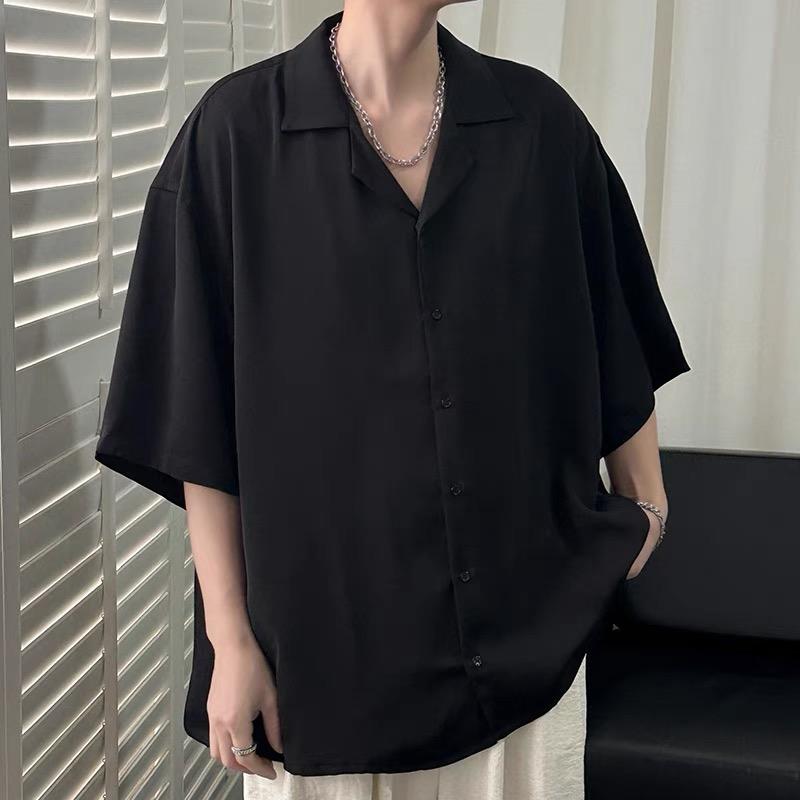 メンズ ファッション 春夏 秋 冬 かっこいい オシャレ モテ 男性用 紳士服 服 韓国 シンプル 大人 冷感半袖 シャツメンズドレープ 薄 クールトップスキューバカラーボーイズウェアメンズカジュアルシャツ