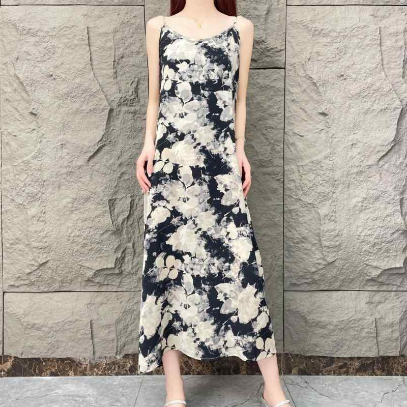 レディース ファッション 春夏 秋冬 オシャレ かわいい 韓国 春花柄 サスペンダースカート エレガント 夏 フレンチノースリーブプリントドレス