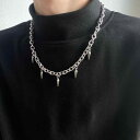 韓国 おすすめ 春夏 秋冬 メンズ 男性 ファッション かっこいい おしゃれ モテ アクセサリー ジュエリー ネックレス パンク ヒップホップ タッセル スタッズ クール チェーン 個性的 高級 シンプル チタン